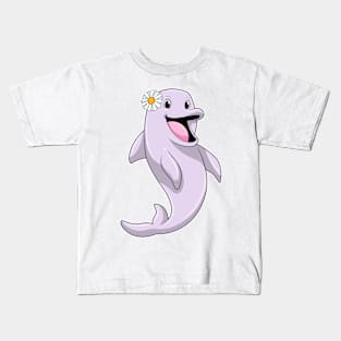 Dolphin with Daisy Flower Kids T-Shirt